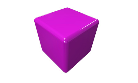 3D vector model of a pink purple Cube isolated on white. The cube has a shadow.のイラスト素材