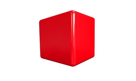3D vector model of a red Cube isolated on white. The cube has a shadow.のイラスト素材