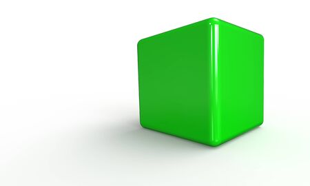 3D vector model of a Cube. isolated on white. The cube has a shadow.の写真素材