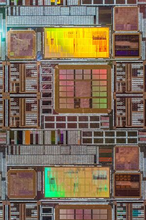 Silicon wafer with printed electronic circuitの写真素材