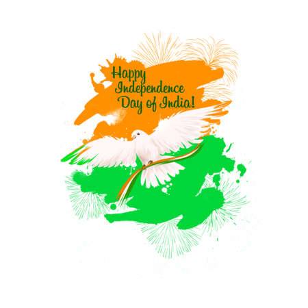 Independence day of India digital art illustration. National indian holiday greeting card, poster,...
