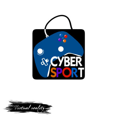 Virtual reality cyber sport  design with vr computer gadget, joystick hardware for play, simulation device for cyberspace fiction activities, hi-tech equipment for play Internet video gamesの写真素材