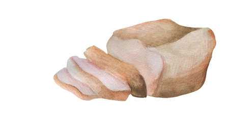 Baked ham meat, sliced glazed butchery food product ready for eating isolated on white. Fresh food,...