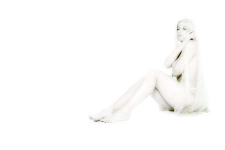 a model posing in the photo studioの写真素材