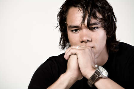 Beatyful Asian sexy looking boy in the photo studio 