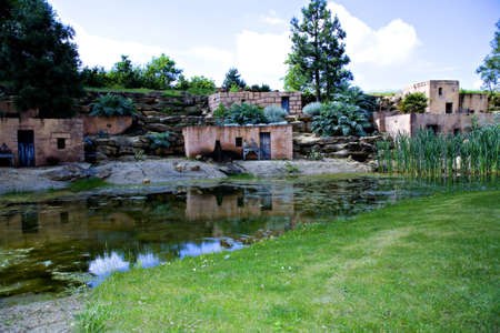 Overview of a small village in a mexican dessertの写真素材