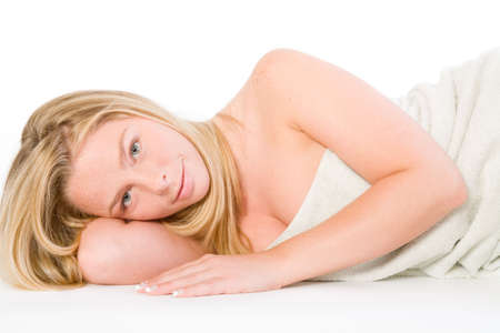 Studio portrait of a spa girlの写真素材