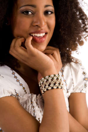 Young cute african woman looking into the lens