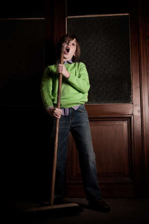 Young boy with dreams to be a pop starの写真素材