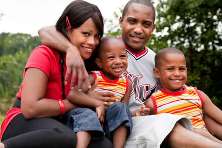 Happy black family enjoying their free day 