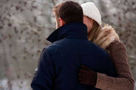 two lovers enjoying the winter