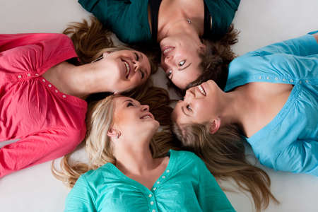 Group of young girlfriends having a happy time togetherの写真素材