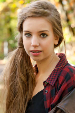 2 girls are having fun in the forestの写真素材