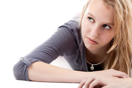 Happy teen is having a great time in the studioの写真素材