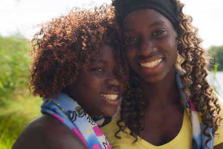 Happy african children having a nice dat at the park