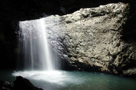 A waterfall in Australia which flows directly into a cave