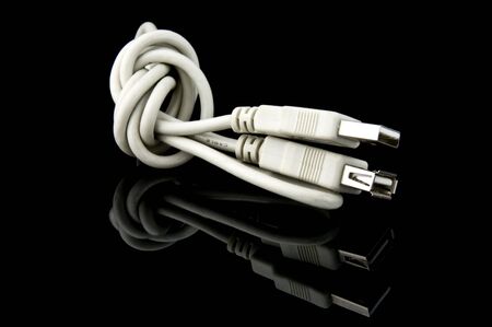 An isolated to black photo of a USB Cable