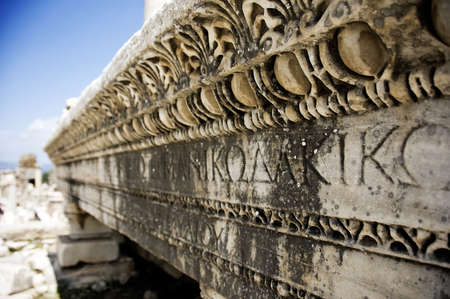 A close-up and low Depth of Field shot of an ancient tomb