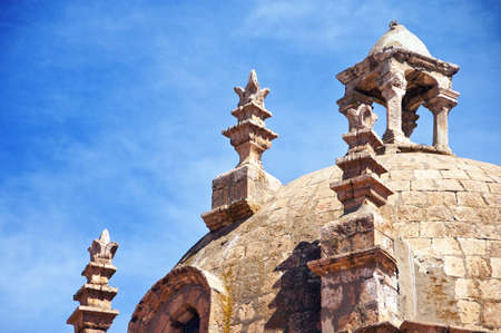 A traditional ornate Peruvian church roofの写真素材