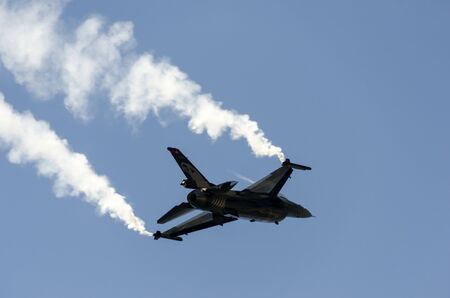 the rear of jet during an aerobatic displayのeditorial素材