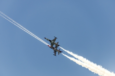 Two of the Turkish Stars display team in a close formation