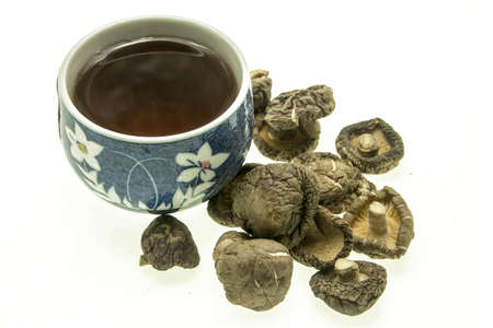 Dehydrated Shitake mushroomsの写真素材