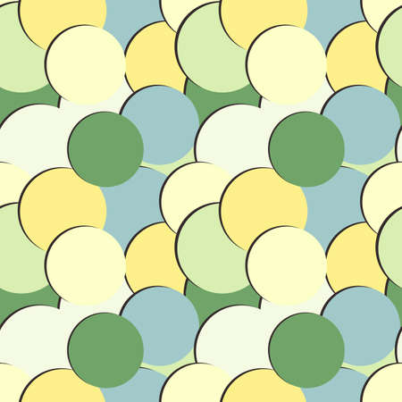 Abstract seamless pattern with colored round painted circles and shadowのイラスト素材