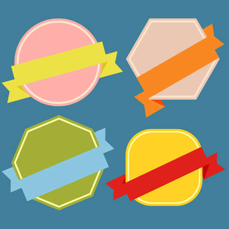 Set of Vector Badges with Ribbons. Ready for Your Text or Design. Isolated vector illustration.のイラスト素材