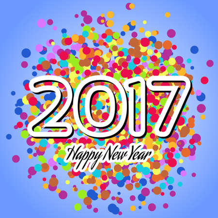 Happy New Year 2017 background. Happy holidays card with irregular colorful circles. Creative design for your greetings card, flyers, posters, brochure, banners, calendarのイラスト素材