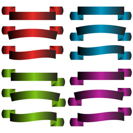 Set of Colorful Empty Ribbons And Banners. Ready for Your Text or Design. Isolated vector illustration.のイラスト素材