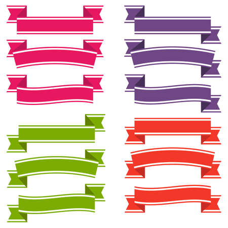 Set of Colorful Empty Ribbons And Banners. Ready for Your Text or Design. Isolated vector illustration.のイラスト素材