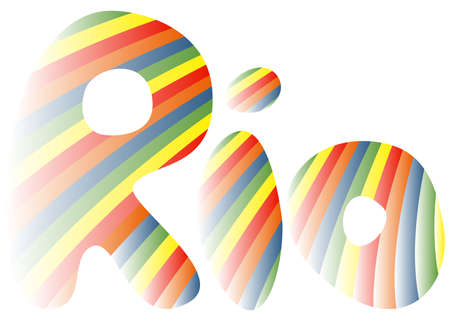 Sign symbol Rio in colors of the Brazilian flag. Rio de Janeiro banner with abstract colorful backrop. Brazil Carnival. Vector illustration.のイラスト素材