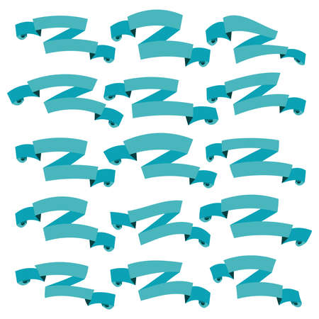Set of beautiful festive cyan ribbons, isolated on white background, vector illustration. Ready for Your Text or Design. Set of design elements banners ribbons.のイラスト素材