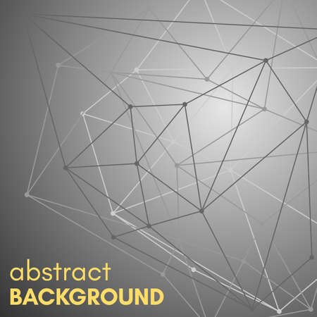Polygonal background with molecular connection. Molecule and communication background. Geometric gray background.のイラスト素材