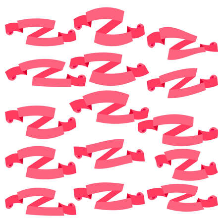 Set of beautiful festive pink ribbons, isolated on white background, vector illustration. Ready for Your Text or Design. Set of design elements banners ribbons.のイラスト素材