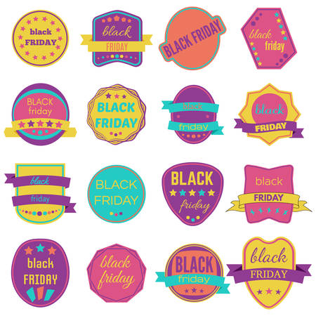 Black Friday Sale Vector Badges and Labels. Set of Black Friday Stickers and Banners.のイラスト素材