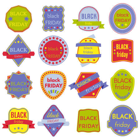 Black Friday Sale Vector Badges and Labels. Set of Black Friday Stickers and Banners.のイラスト素材