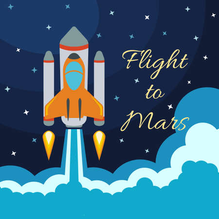 Space rocket launch. Vector illustration with flying rocket. Space travel. Project development. Creative idea.のイラスト素材