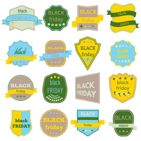Black Friday Sale Vector Badges and Labels. Set of Black Friday Stickers and Banners.のイラスト素材