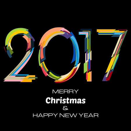 Happy New Year 2017 Background. New Year and Xmas Design Element Template. Vector Illustration.のイラスト素材