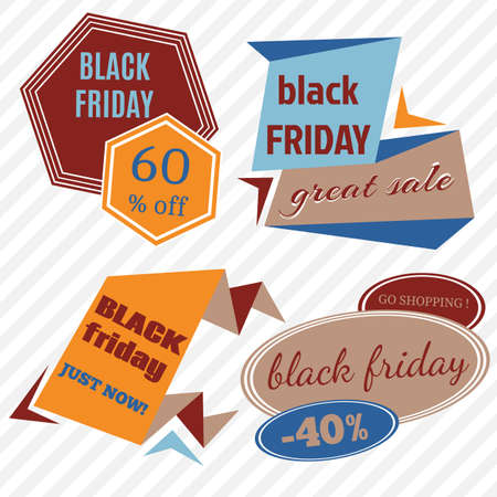 Black Friday Sale Vector Badges and Labels. Set of Black Friday Stickers and Banners.のイラスト素材