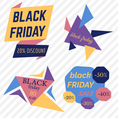 Black Friday Sale Vector Badges and Labels. Set of Black Friday Stickers and Banners.のイラスト素材