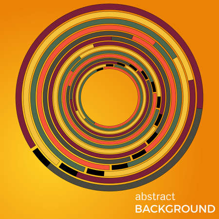Beautiful light circles on a yellow background. Abstract flash light circles. Vector technology background.のイラスト素材