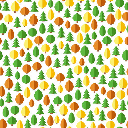 Seamless background with trees in flat style.のイラスト素材