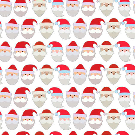 Seamless vector illustration of the faces of Santa Claus.のイラスト素材