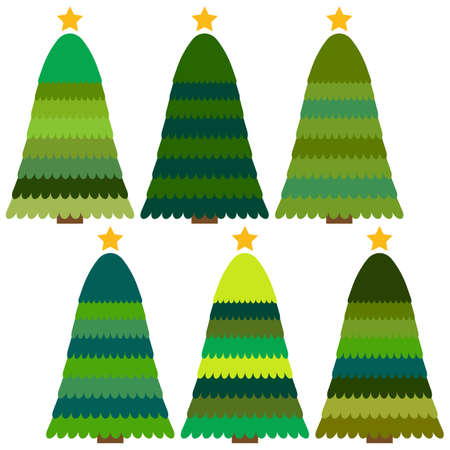 Set of Christmas trees. Isolated vector illustration for Merry Christmas and Happy New Year.のイラスト素材