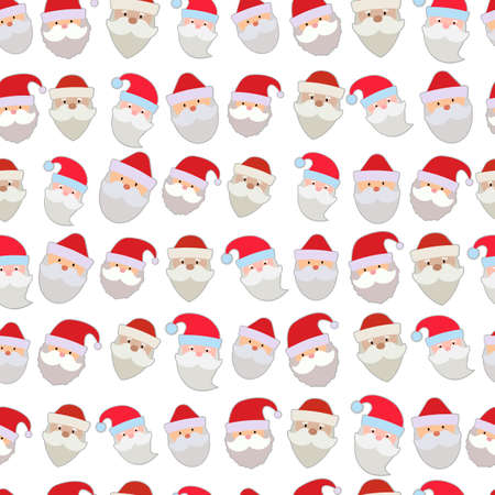 Seamless vector illustration of the faces of Santa Claus.のイラスト素材
