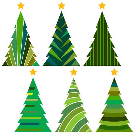 Set of Christmas trees. Isolated vector illustration for Merry Christmas and Happy New Year.のイラスト素材