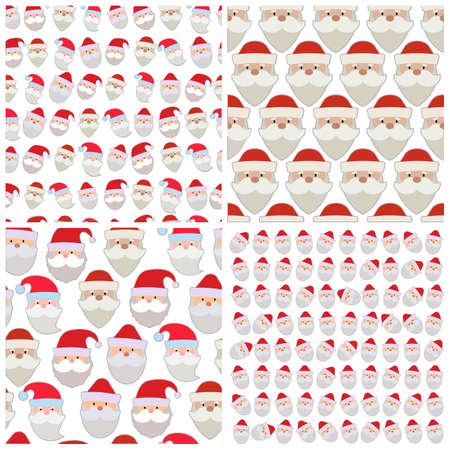 Set of seamless vector illustration of the faces of Santa Claus.のイラスト素材