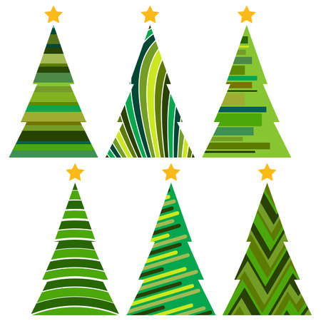 Set of Christmas trees. Isolated vector illustration for Merry Christmas and Happy New Year.のイラスト素材